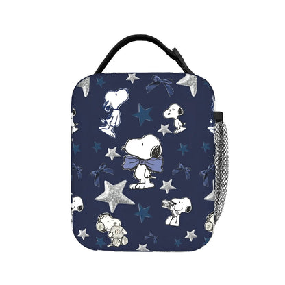 Lovely Print Snoopy Lunch Tote with Side Mesh Pocket - ChildAngle