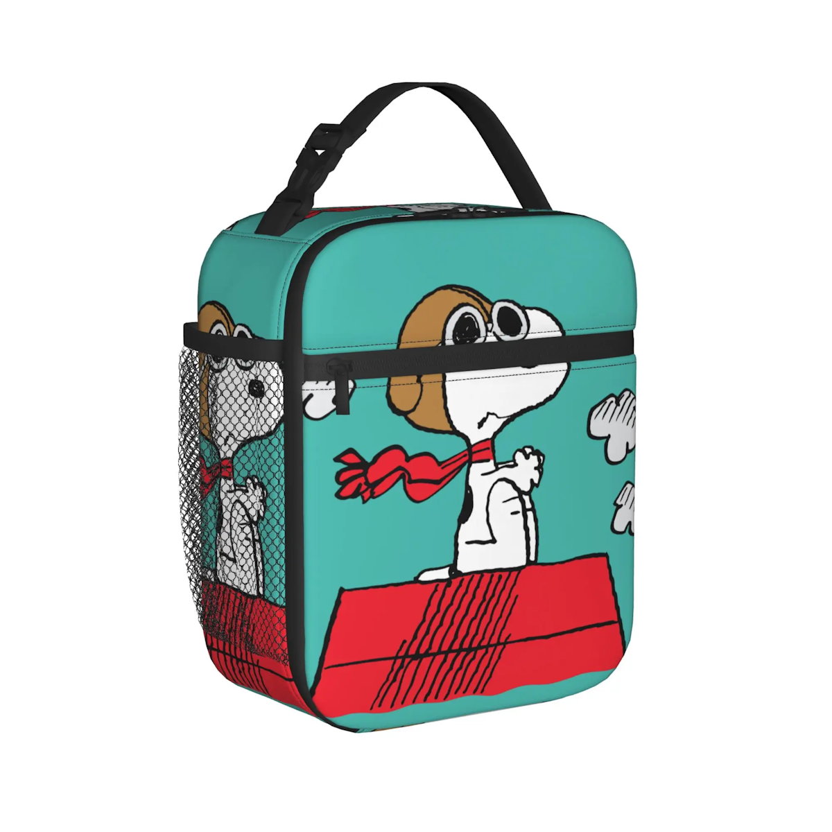 Lovely Print Snoopy Lunch Tote with Side Mesh Pocket - ChildAngle