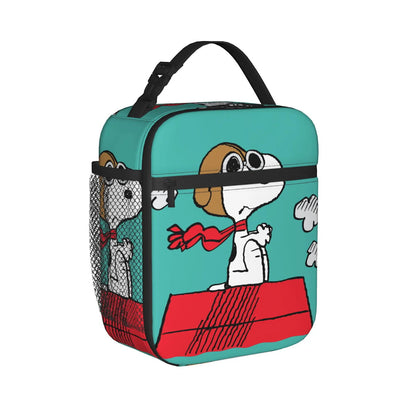Lovely Print Snoopy Lunch Tote with Side Mesh Pocket - ChildAngle