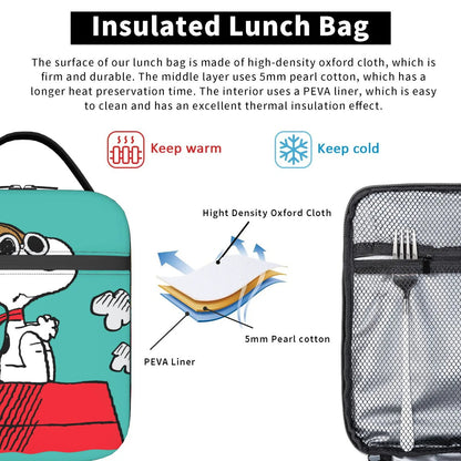 Lovely Print Snoopy Lunch Tote with Side Mesh Pocket - ChildAngle