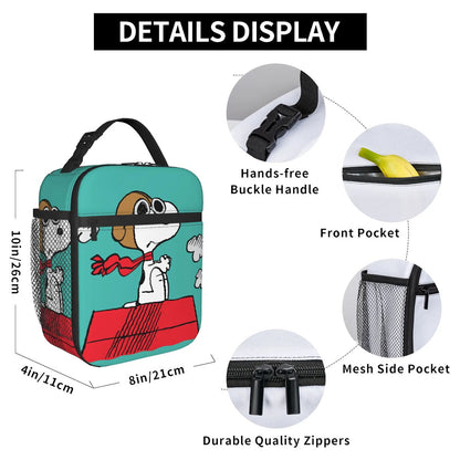 Lovely Print Snoopy Lunch Tote with Side Mesh Pocket - ChildAngle
