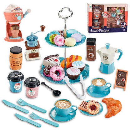 82PCS Pretend Play Coffee & Dessert Afternoon Tea Set for Kids Blue - ChildAngle
