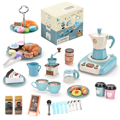 82PCS Pretend Play Coffee & Dessert Afternoon Tea Set for Kids Blue - ChildAngle