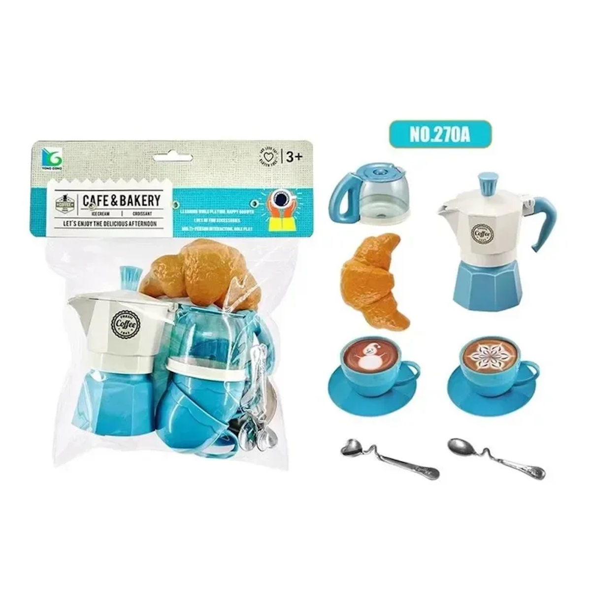 82PCS Pretend Play Coffee & Dessert Afternoon Tea Set for Kids Blue - ChildAngle
