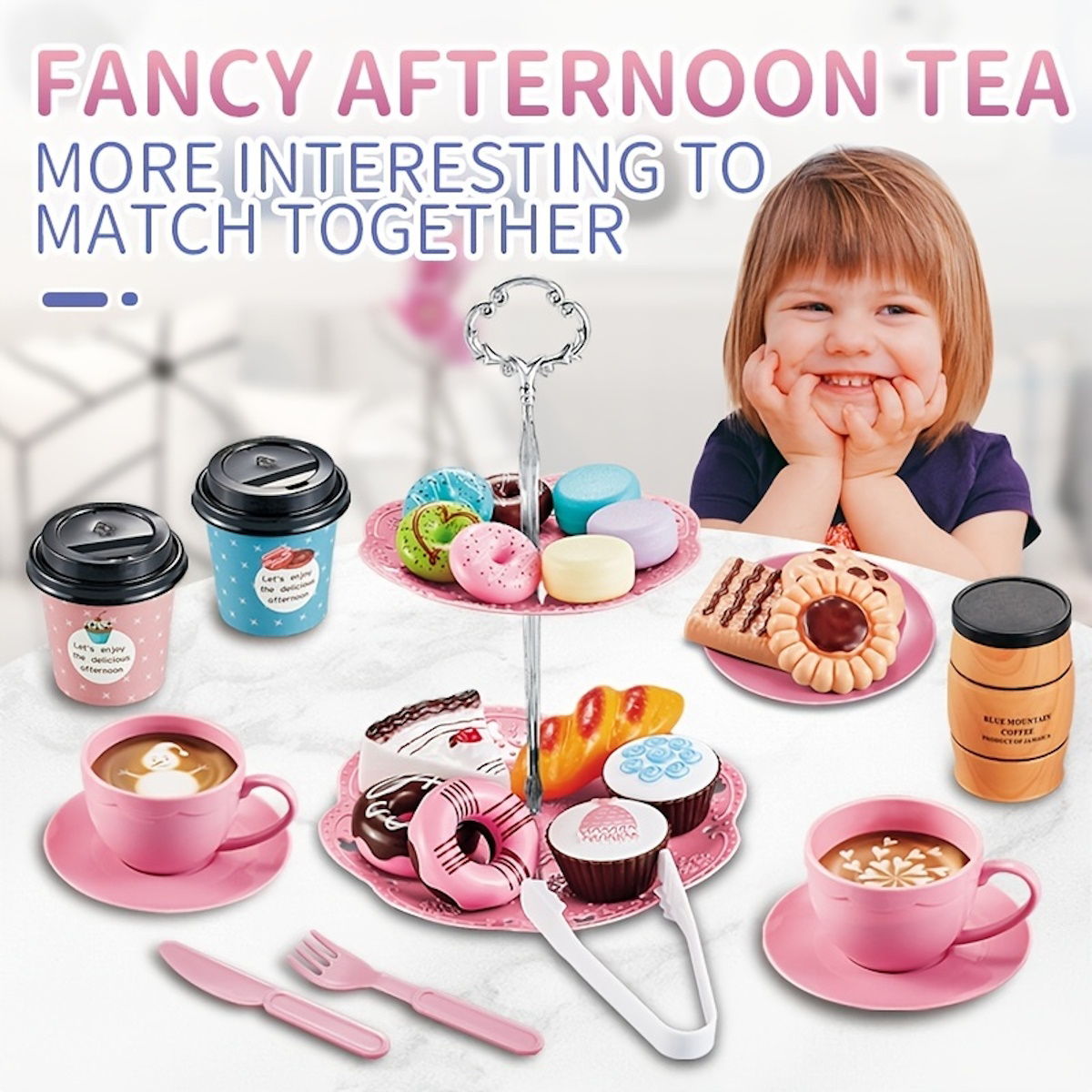 82PCS Pretend Play Coffee & Dessert Afternoon Tea Set for Kids - ChildAngle
