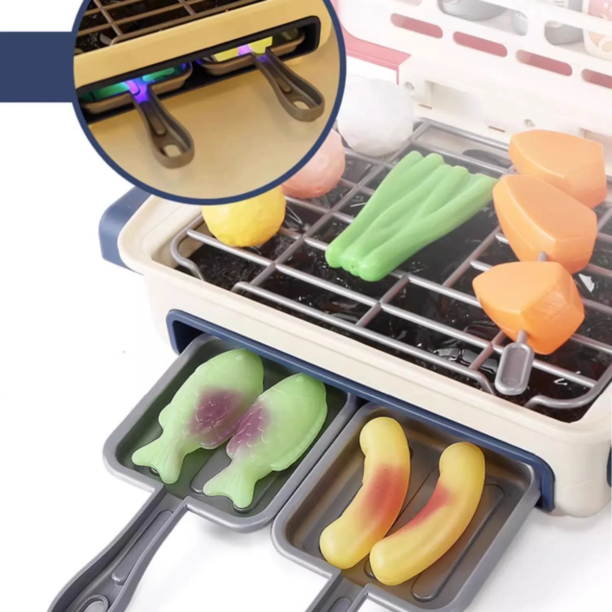 Kids Simulated Barbecue Set with Spray Light and Sound Pretend Play Kitchen Cooking Toy BBQ Educational Toys for Kids Xmas Gifts - ChildAngle