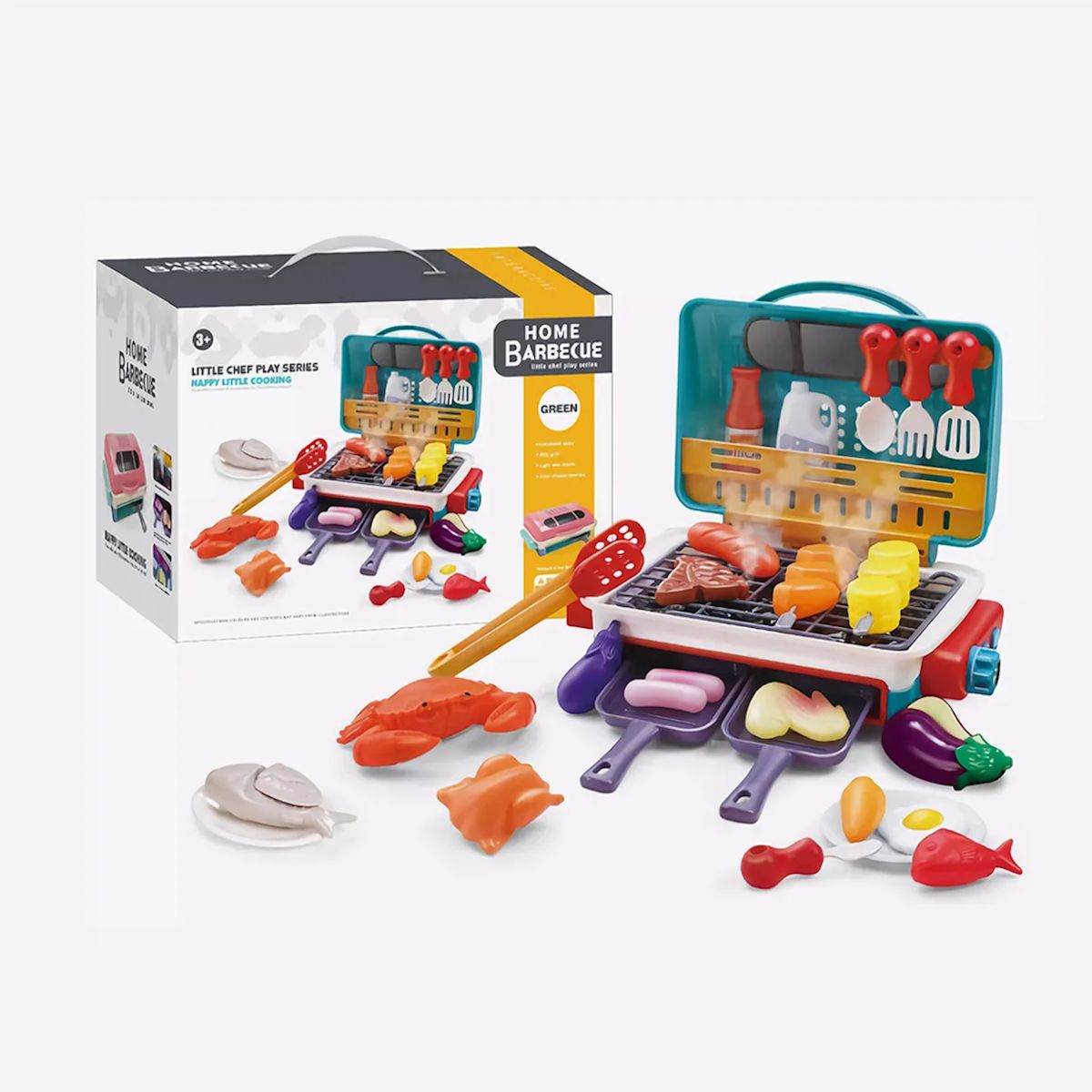 Kids Simulated Barbecue Set with Spray Light and Sound Pretend Play Kitchen Cooking Toy BBQ Educational Toys for Kids Xmas Gifts - ChildAngle