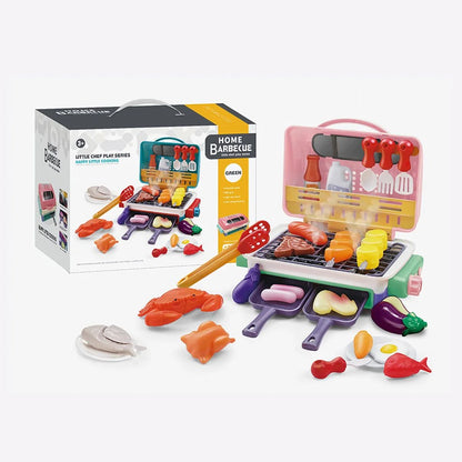 Kids Simulated Barbecue Set with Spray Light and Sound Pretend Play Kitchen Cooking Toy BBQ Educational Toys for Kids Xmas Gifts - ChildAngle