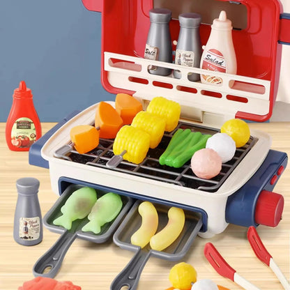 Kids Simulated Barbecue Set with Spray Light and Sound Pretend Play Kitchen Cooking Toy BBQ Educational Toys for Kids Xmas Gifts - ChildAngle