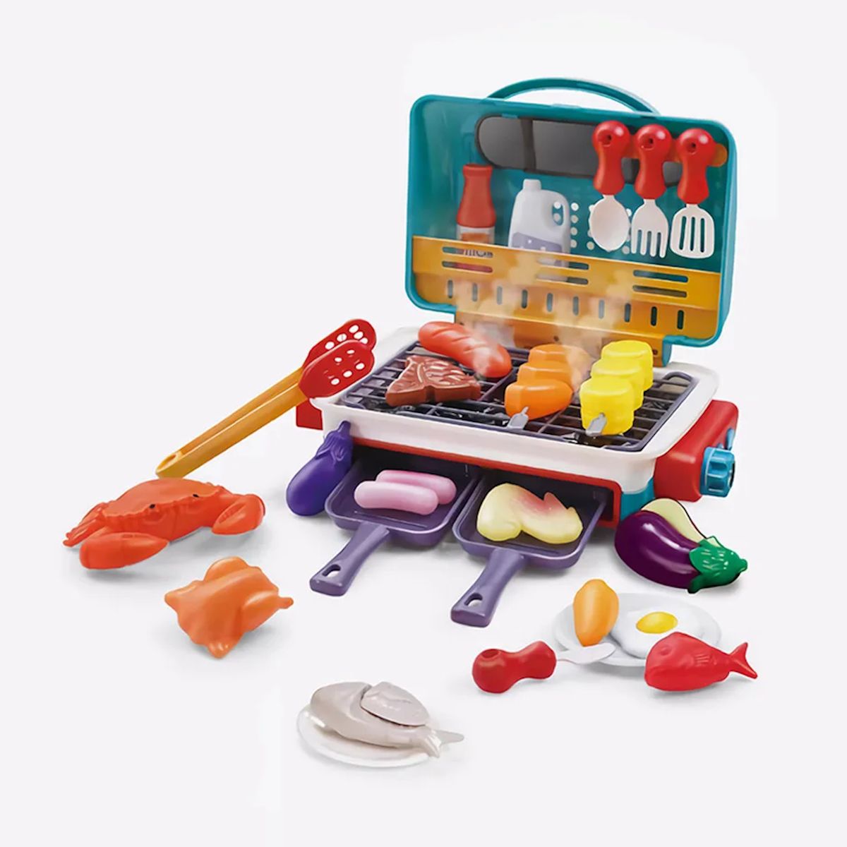Kids Simulated Barbecue Set with Spray Light and Sound Pretend Play Kitchen Cooking Toy BBQ Educational Toys for Kids Xmas Gifts - ChildAngle