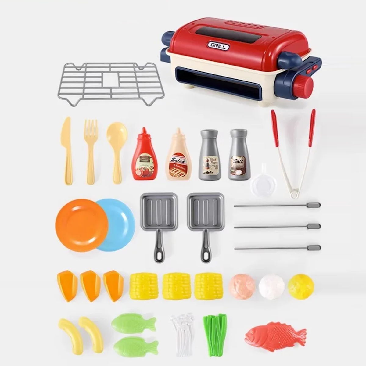 Kids Simulated Barbecue Set with Spray Light and Sound Pretend Play Kitchen Cooking Toy BBQ Educational Toys for Kids Xmas Gifts - ChildAngle
