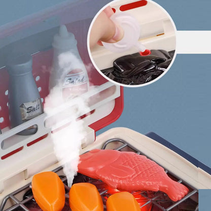 Kids Simulated Barbecue Set with Spray Light and Sound Pretend Play Kitchen Cooking Toy BBQ Educational Toys for Kids Xmas Gifts - ChildAngle