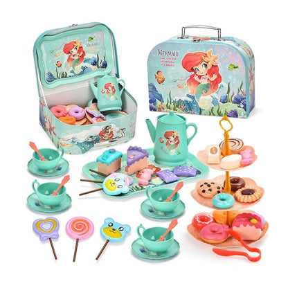 Mermaid Afternoon Tea Pretend Play Tea Party Toys with Alloy Storage Box - ChildAngle