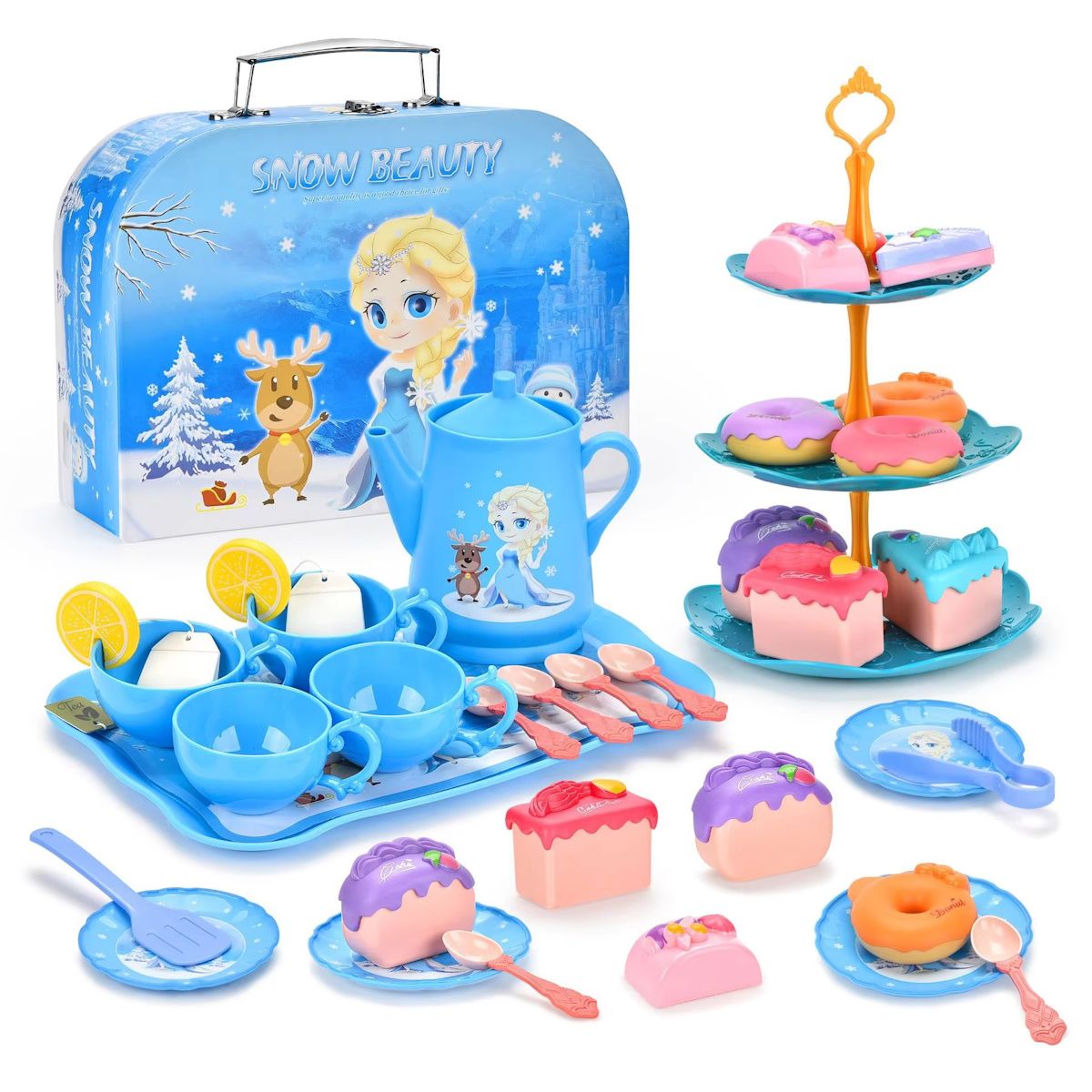 Princess Elsa Frozen Afternoon Tea Party Toys with Alloy Storage Box - ChildAngle