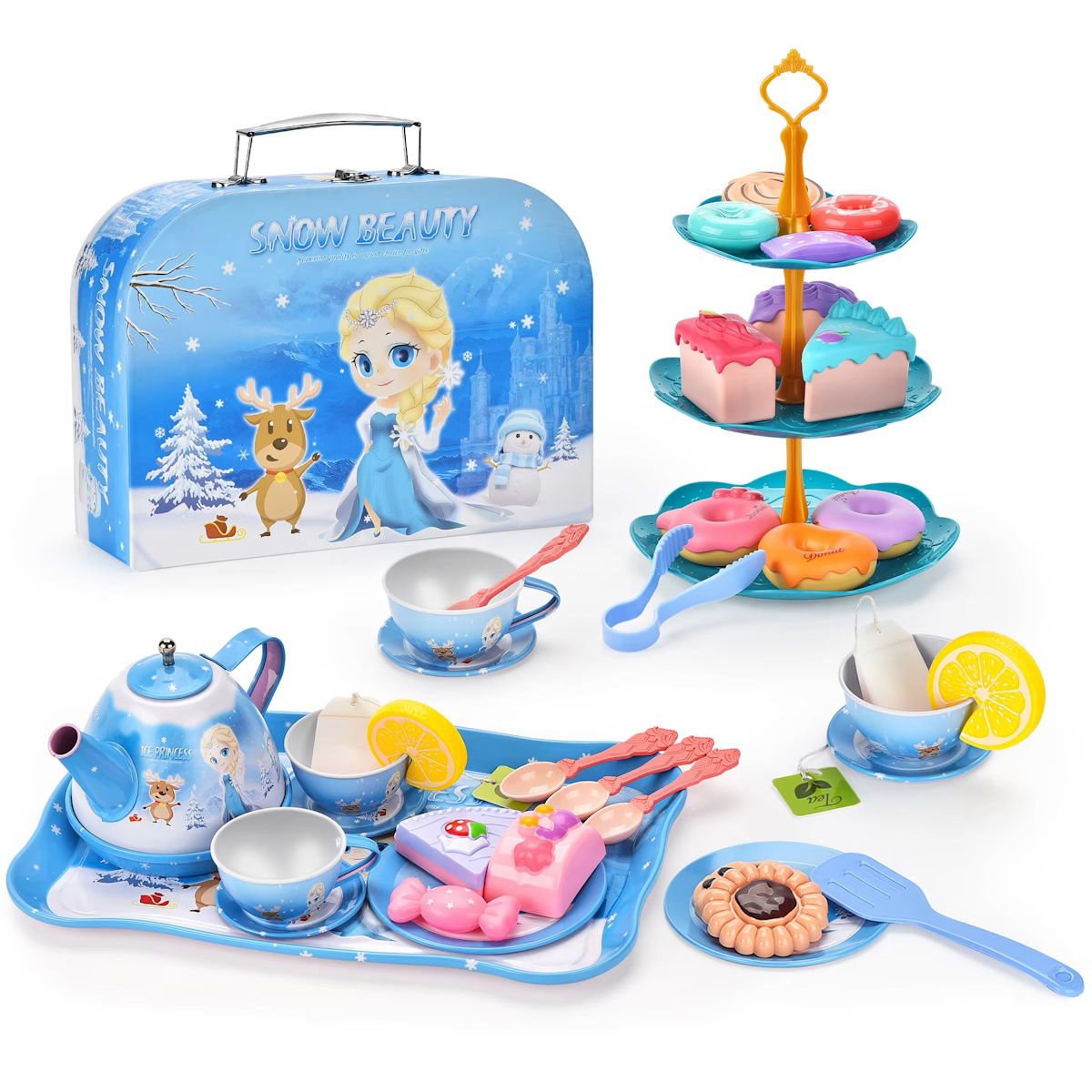 Princess Elsa Frozen Afternoon Tea Party Toys with Alloy Storage Box - ChildAngle