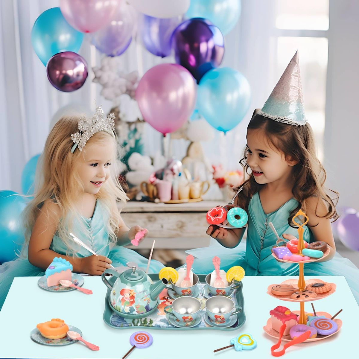 Mermaid Afternoon Tea Pretend Play Tea Party Toys with Alloy Storage Box - ChildAngle