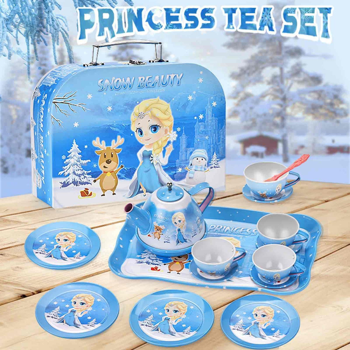 Princess Elsa Frozen Afternoon Tea Party Toys with Alloy Storage Box - ChildAngle