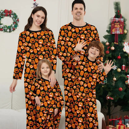 Halloween Family Matching Pajamas Allover Pumpkin Print Sleepwear Family Look Pyjamas - ChildAngle