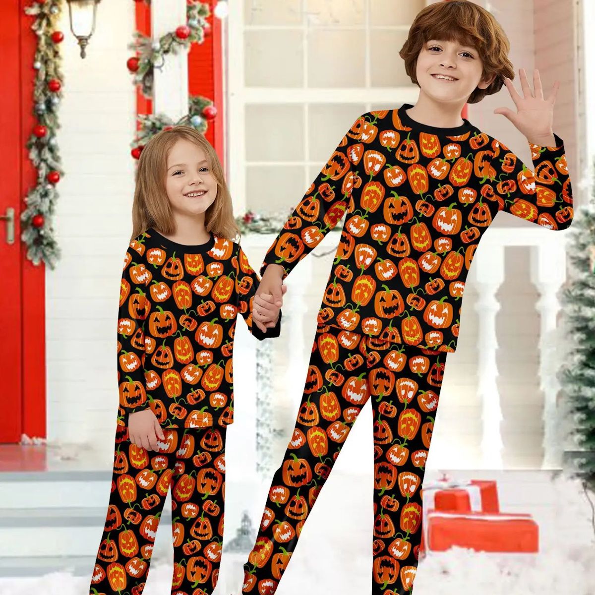 Halloween Family Matching Pajamas Allover Pumpkin Print Sleepwear Family Look Pyjamas - ChildAngle