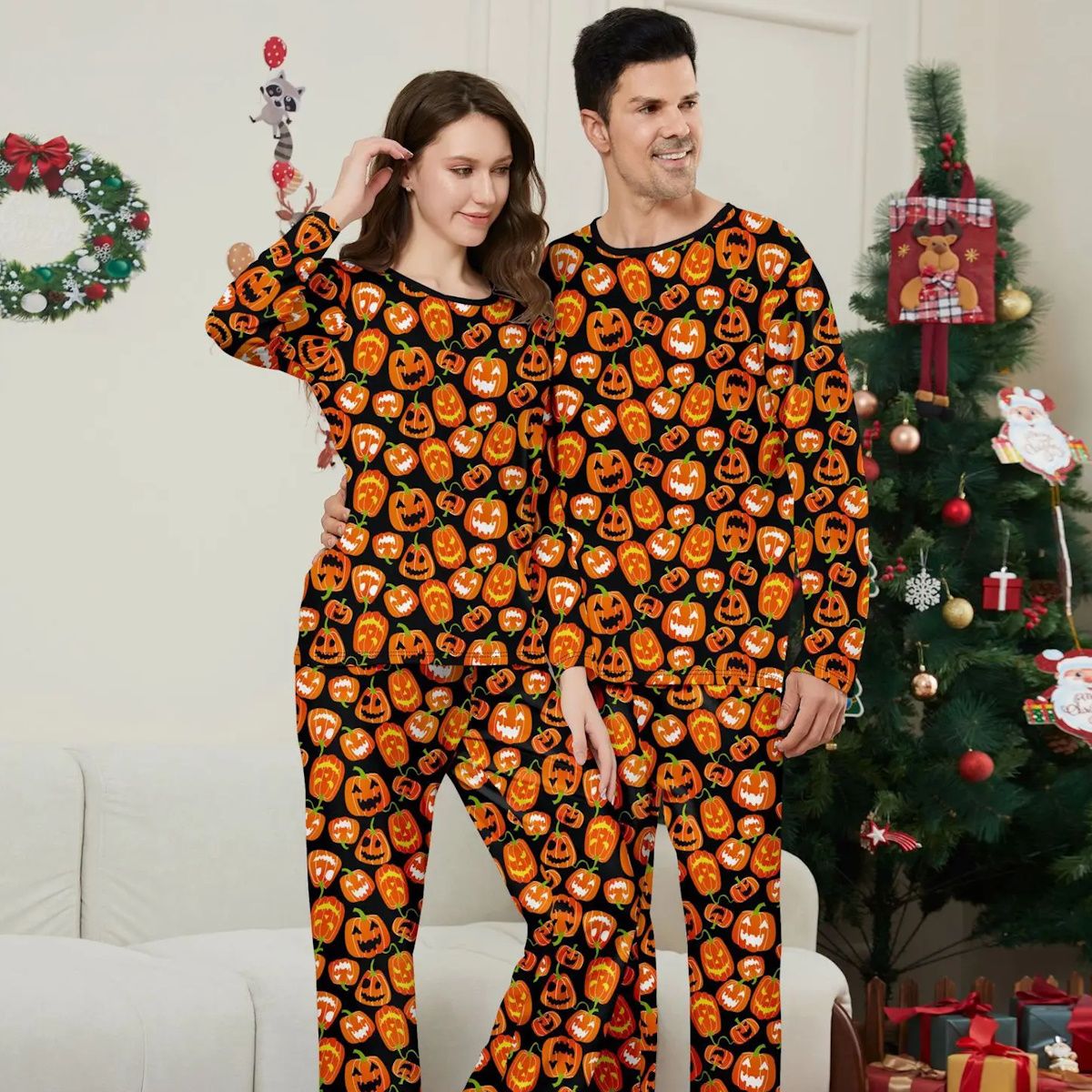 Halloween Family Matching Pajamas Allover Pumpkin Print Sleepwear Family Look Pyjamas - ChildAngle