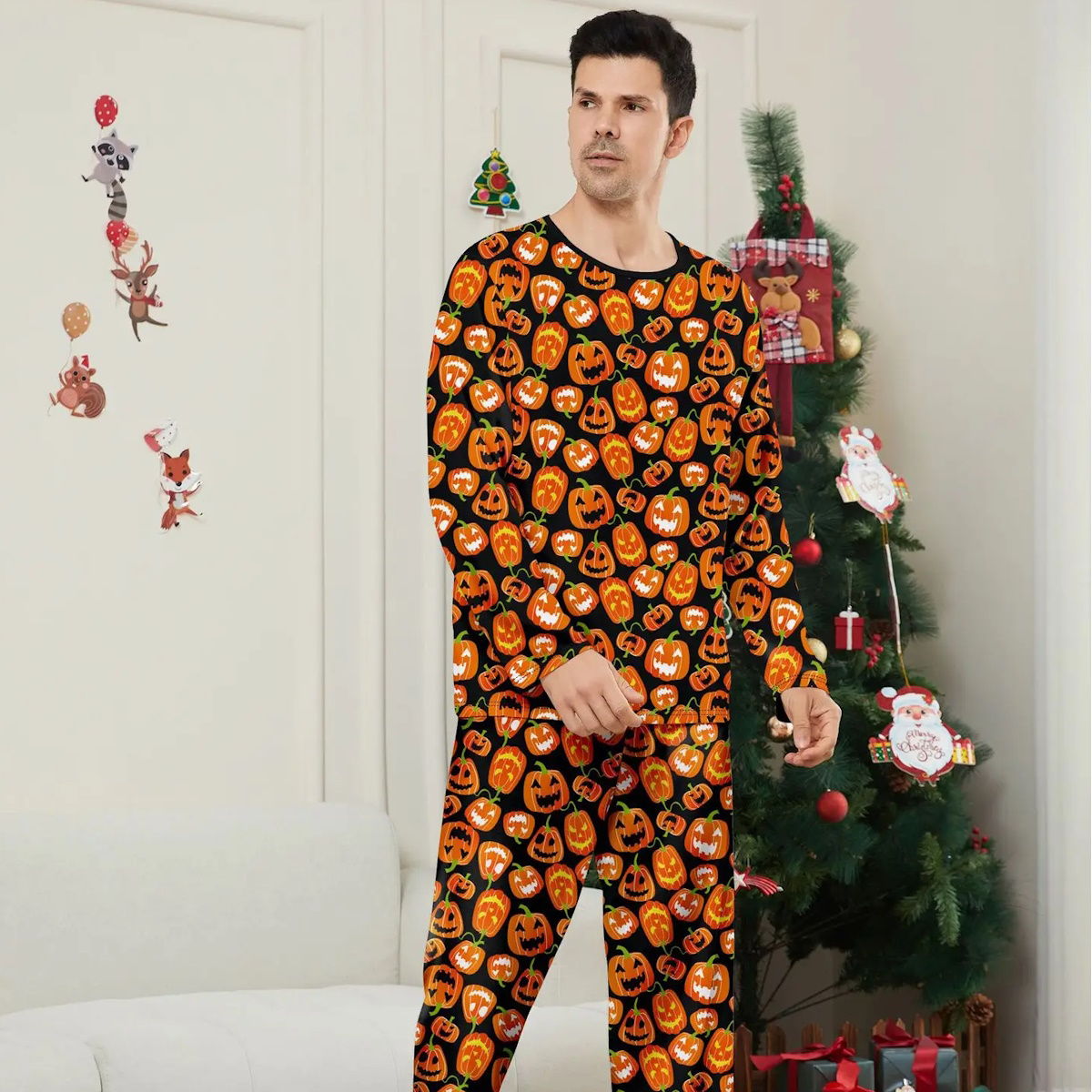 Halloween Family Matching Pajamas Allover Pumpkin Print Sleepwear Family Look Pyjamas - ChildAngle