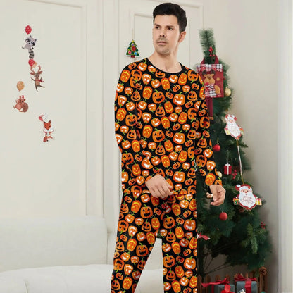 Halloween Family Matching Pajamas Allover Pumpkin Print Sleepwear Family Look Pyjamas - ChildAngle