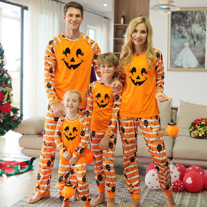 Halloween Family Pajama Trick or Treat Boo Matching Halloween Skull Print Sleepwear Family Look Pyjamas - ChildAngle