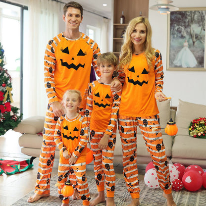 Halloween Family Pajama Trick or Treat Boo Matching Halloween Skull Print Sleepwear Family Look Pyjamas - ChildAngle