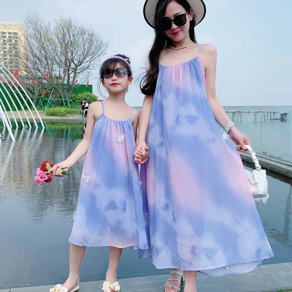 Tie Dye Mommy and Me Matching Dress Strap Dress - ChildAngle