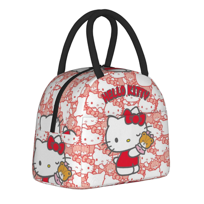 Red Hello Kitty Lunch Bags Portable Insulated School Lunch Bags