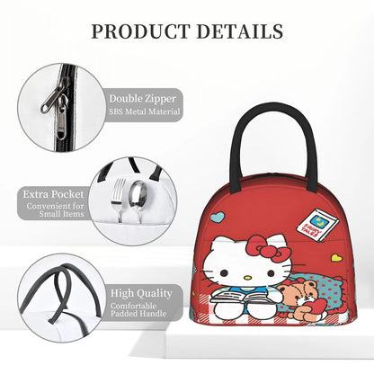 Red Hello Kitty Lunch Bags Portable Insulated School Lunch Bags - ChildAngle