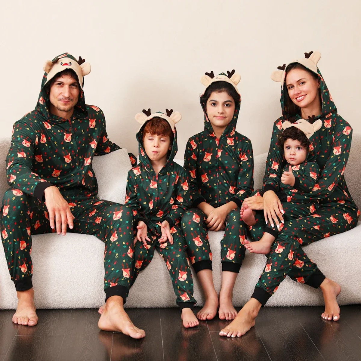 Reindeer Family Matching Christmas PJS Onesie Pyjamas Pajama Set - ChildAngle