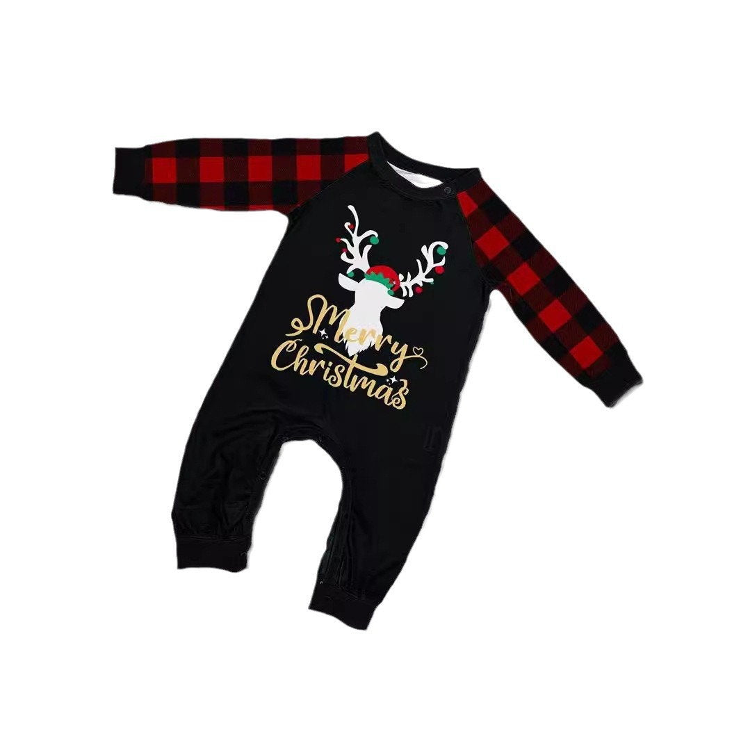 Reindeer Merry Christmas Plaid Checkered Christmas Family Matching Christmas PJS Pyjamas Set - ChildAngle