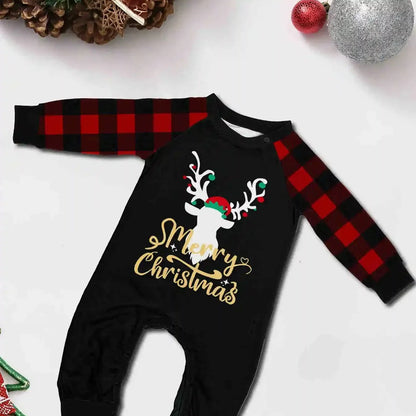 Reindeer Merry Christmas Plaid Checkered Christmas Family Matching Christmas PJS Pyjamas Set - ChildAngle