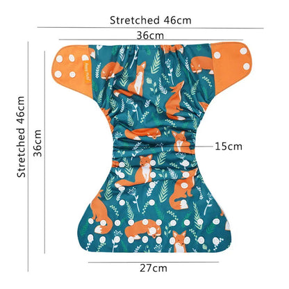 4 Pack Cloth Diaper Reusable Nappy 3-15KG Baby Orange Fox