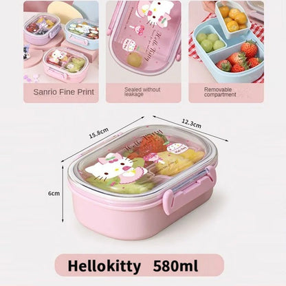 Childrens Lunch Box Cinnamoroll My Melody Hello Kitty double-sided Lunch Box Cartoon Bento Boxes with 3 Compartments Removable- ChildAngle