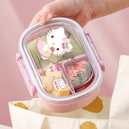 Childrens Lunch Box Cinnamoroll My Melody Hello Kitty double-sided Lunch Box Cartoon Bento Boxes with 3 Compartments Removable- ChildAngle