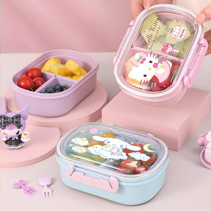 Childrens Lunch Box Cinnamoroll My Melody Hello Kitty double-sided Lunch Box Cartoon Bento Boxes with 3 Compartments Removable- ChildAngle
