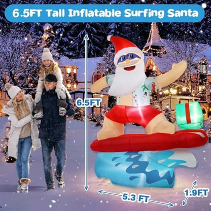 6.5ft Santa Claus Inflatables Surfing Santa Watermelon Christmas Tree - ChildAngle