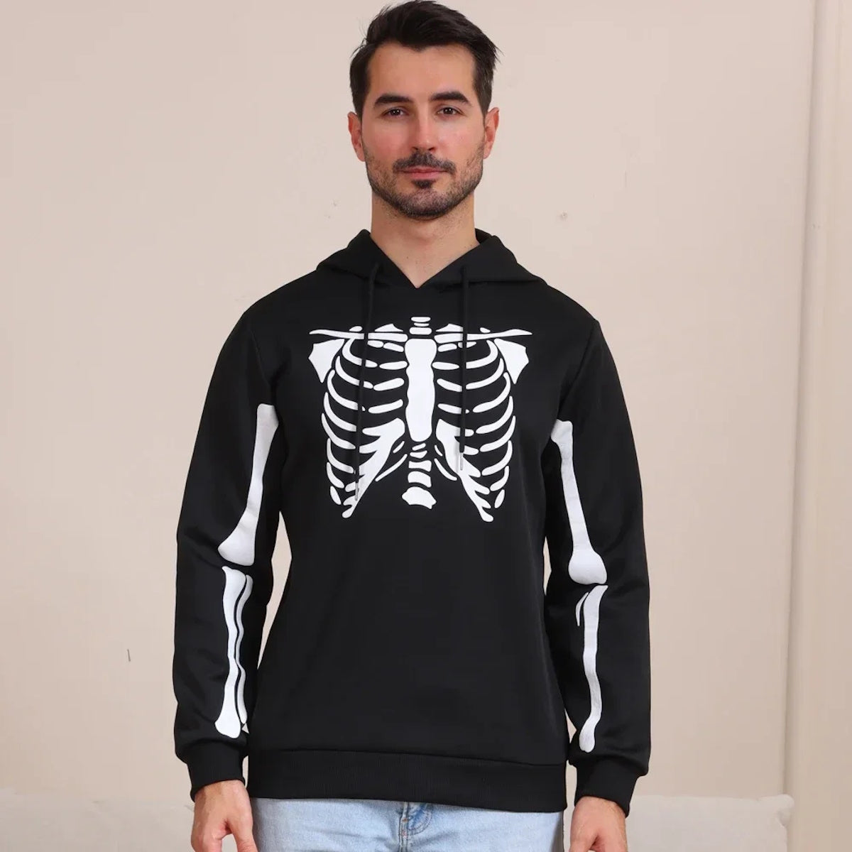 Family Matching Outfits Halloween Skeleton Print Long-sleeve Pullover Sweatshirts - ChildAngle