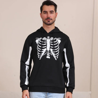 Family Matching Outfits Halloween Skeleton Print Long-sleeve Pullover Sweatshirts - ChildAngle