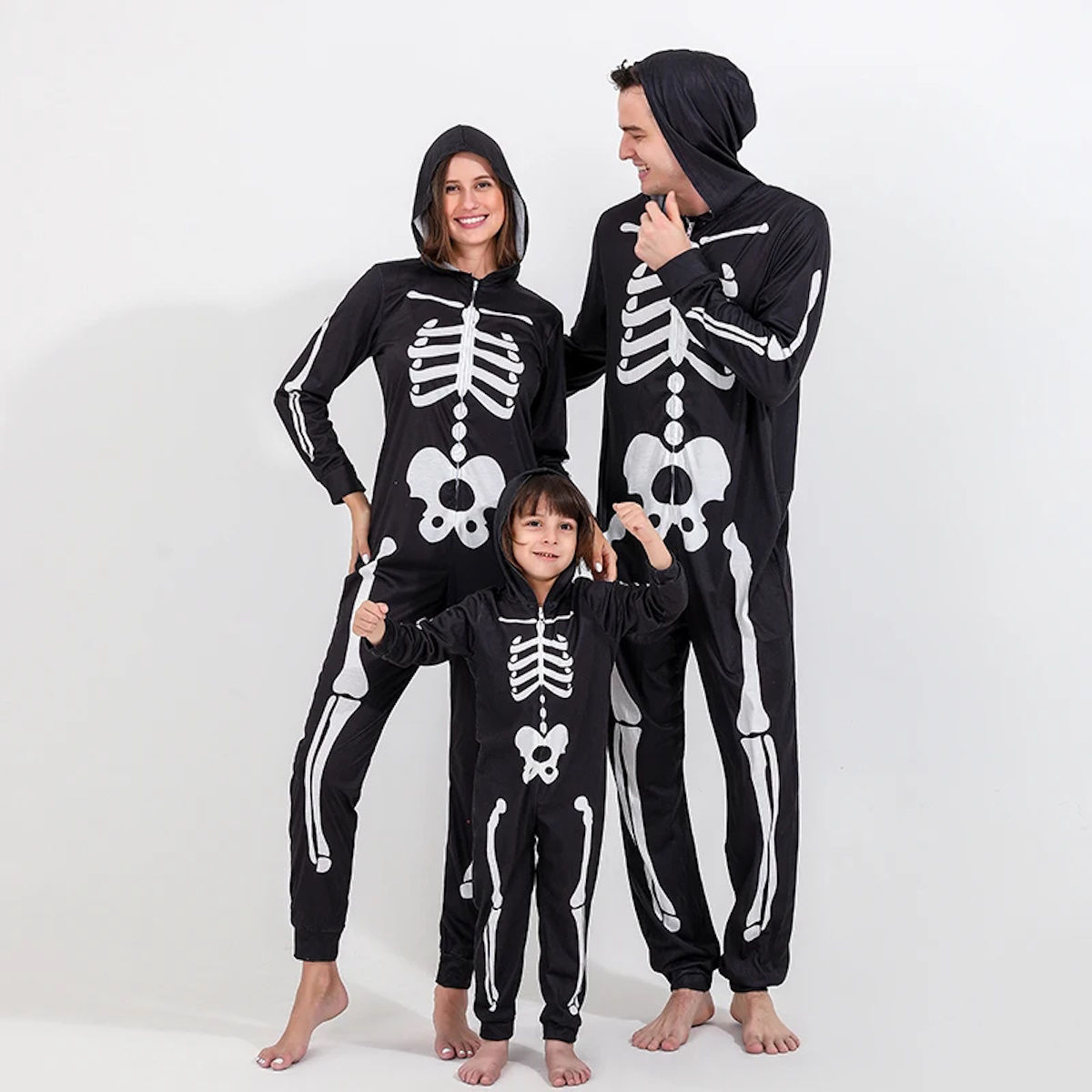 Halloween Family Matching Pajamas Hooded Skeleton Print Sleepwear Pyjamas - ChildAngle