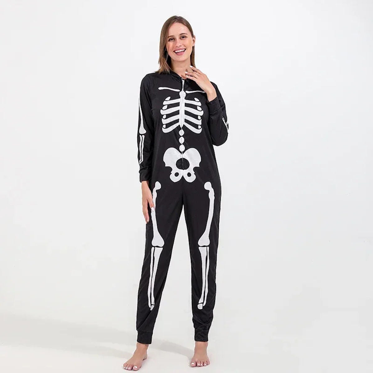 Halloween Family Matching Pajamas Hooded Skeleton Print Sleepwear Pyjamas - ChildAngle