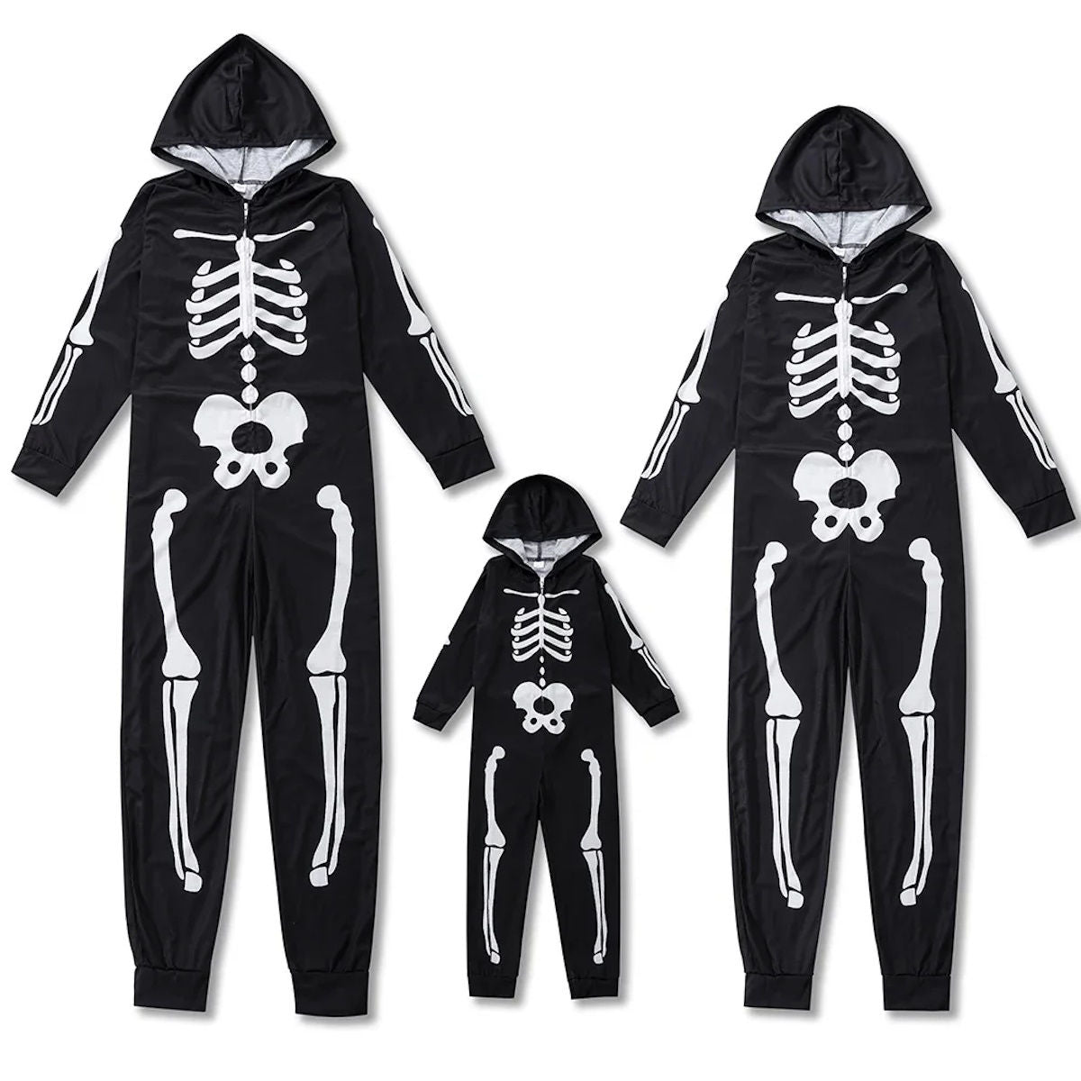 Halloween Family Matching Pajamas Hooded Skeleton Print Sleepwear Pyjamas - ChildAngle
