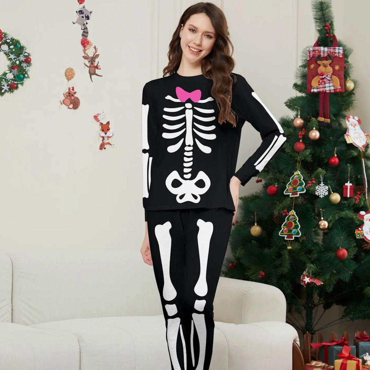 Halloween Family Matching Pajamas Skeleton Print Sleepwear Family Look Pyjamas - ChildAngle