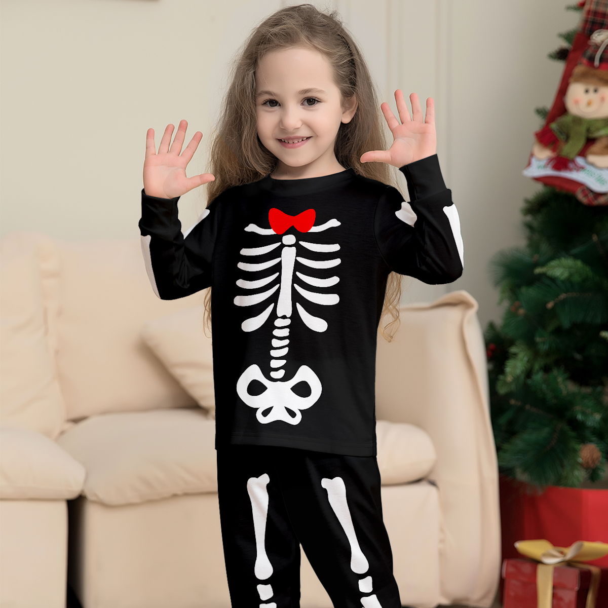 Halloween Family Matching Pajamas Skeleton Print Sleepwear Family Look Pyjamas - ChildAngle