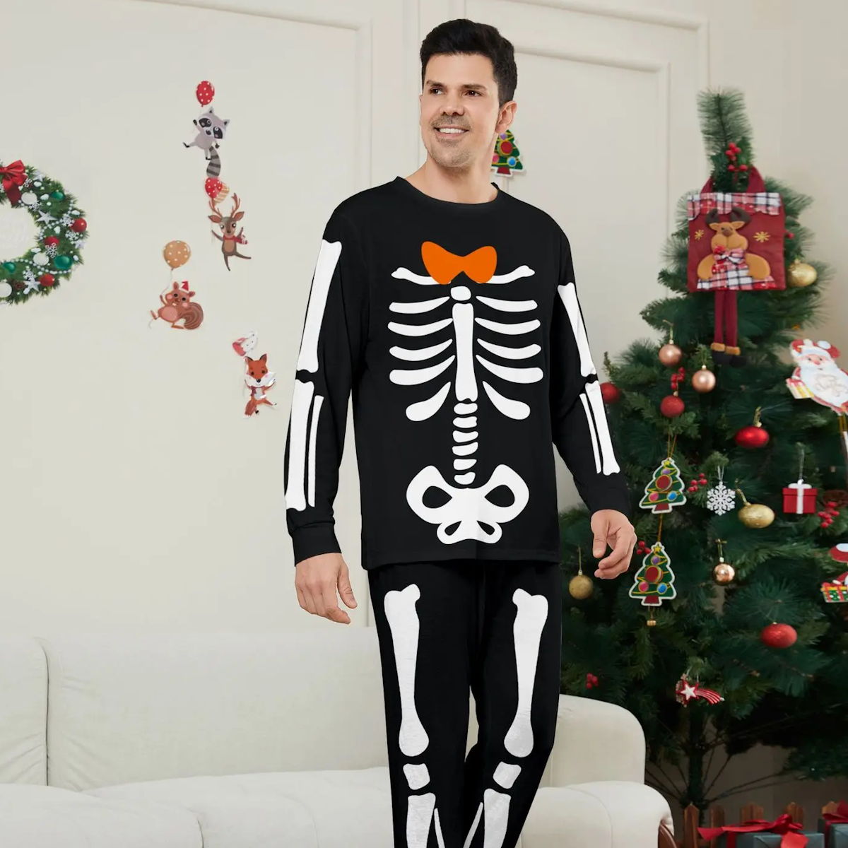 Halloween Family Matching Pajamas Skeleton Print Sleepwear Family Look Pyjamas - ChildAngle
