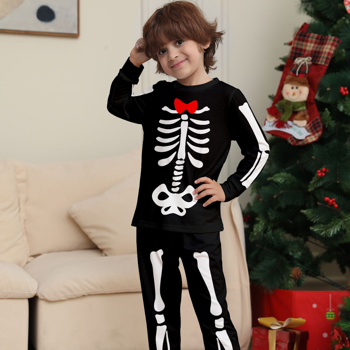Halloween Family Matching Pajamas Skeleton Print Sleepwear Family Look Pyjamas - ChildAngle