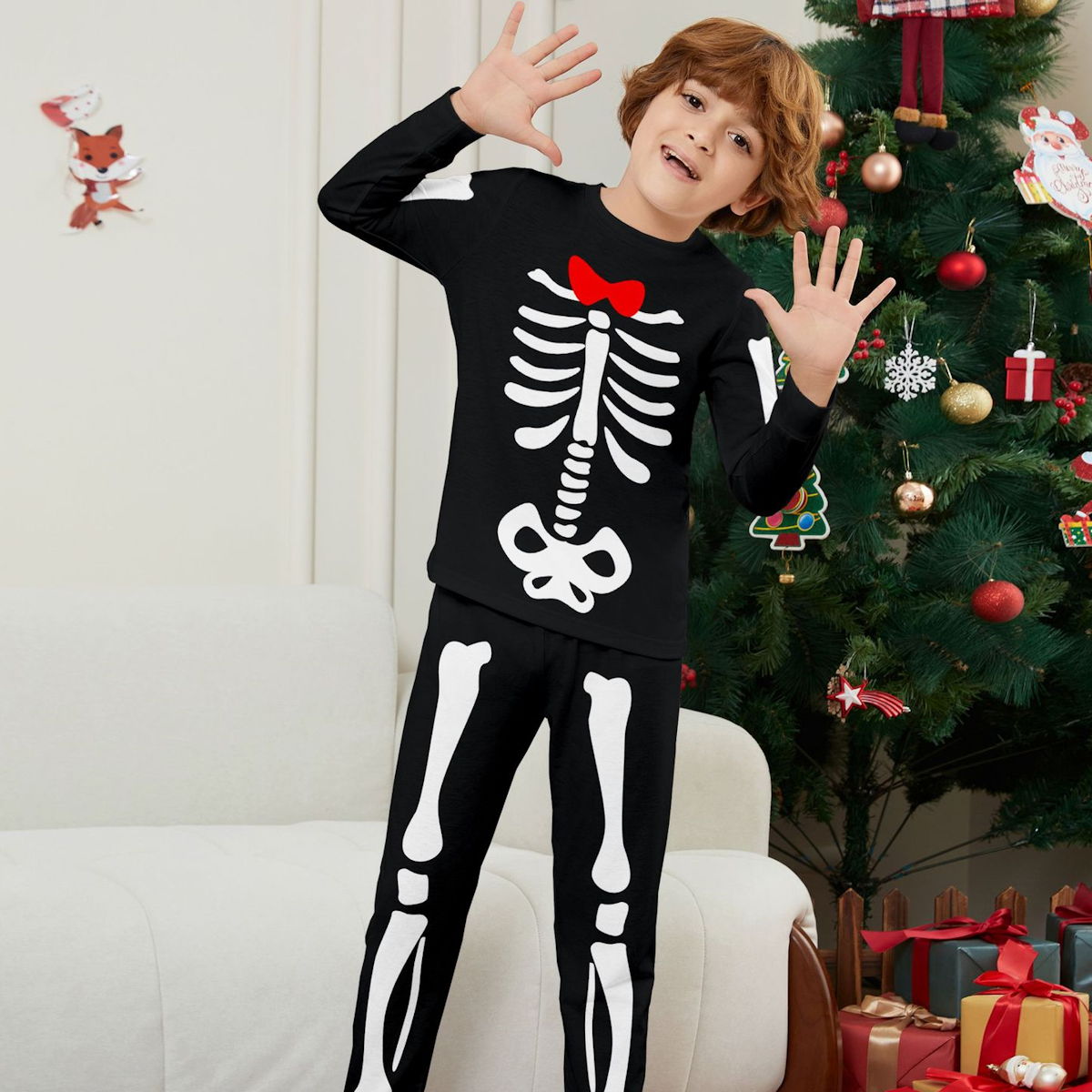 Halloween Family Matching Pajamas Skeleton Print Sleepwear Family Look Pyjamas - ChildAngle