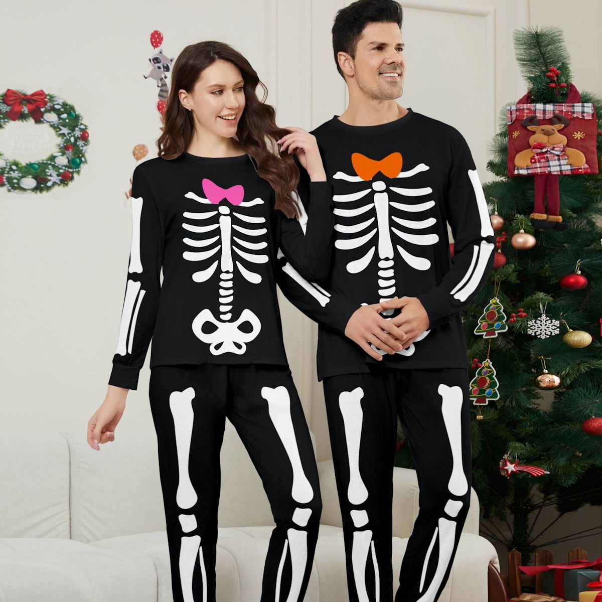 Halloween Family Matching Pajamas Skeleton Print Sleepwear Family Look Pyjamas - ChildAngle